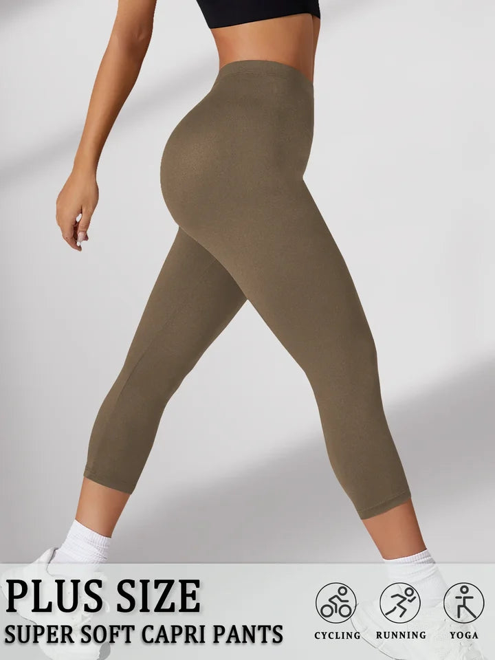 Plus Size Super Soft capri pants For Women No See Through Workout Running Yoga Athletic Leggings Running