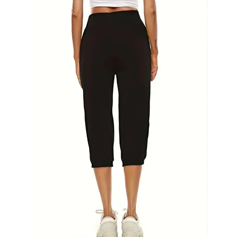 Plus Size Women's Fashion Pants Solid Color Capri Pants Haren Pants Casual Comfortable Loose High-waisted Pants Jogging Pants