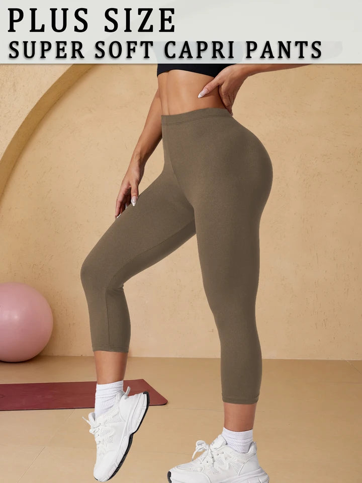 Plus Size Super Soft capri pants For Women No See Through Workout Running Yoga Athletic Leggings Running