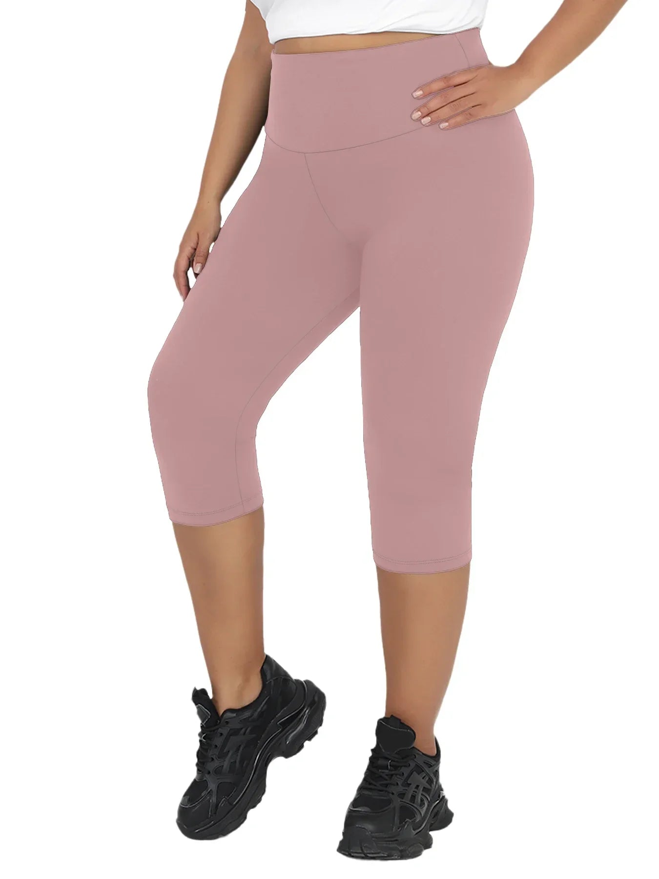 Plus Size Leggings for Women  Super soft High Waisted Tummy Control Yoga Capri Pants  No See Through Workout Running Leggings