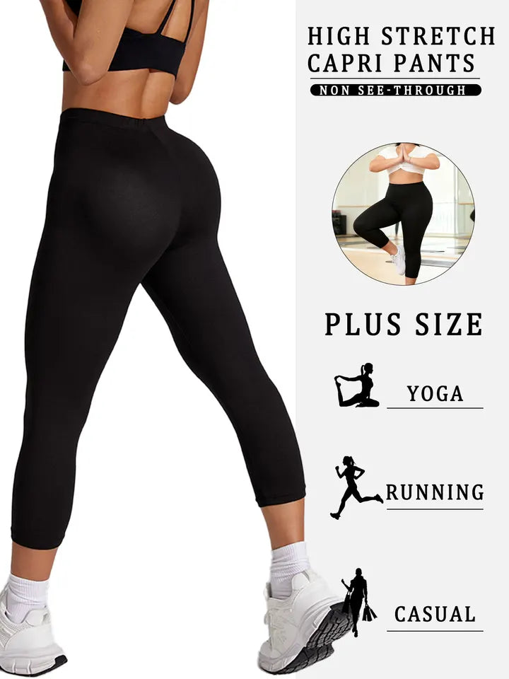 Plus Size Super Soft capri pants For Women No See Through Workout Running Yoga Athletic Leggings Running