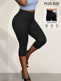 Plus Size Leggings for Women  Super soft High Waisted Tummy Control Yoga Capri Pants  No See Through Workout Running Leggings