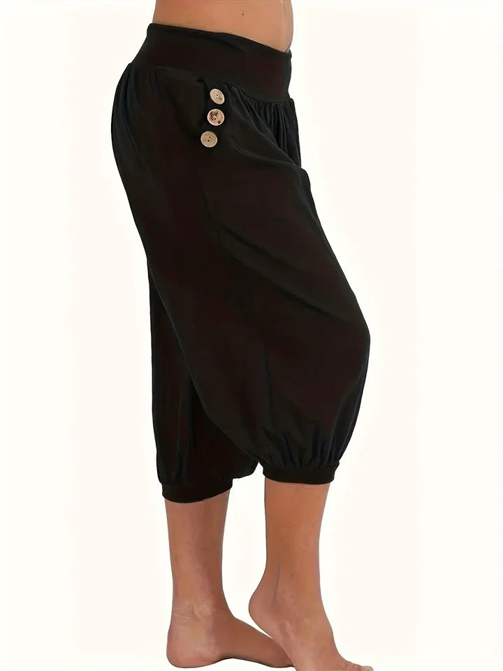 Plus Size 1XL-5XL Womens Elastic Waist Crop Sweatpants with Pocket Loose Casual Summer Capris Rolled Bottoms Cropped Pants