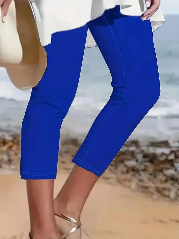 Summer New Casual Sports Yoga Capri Women's Plus Size Leggings Elastic Waist Cropped Pants Women's Casual Leggings