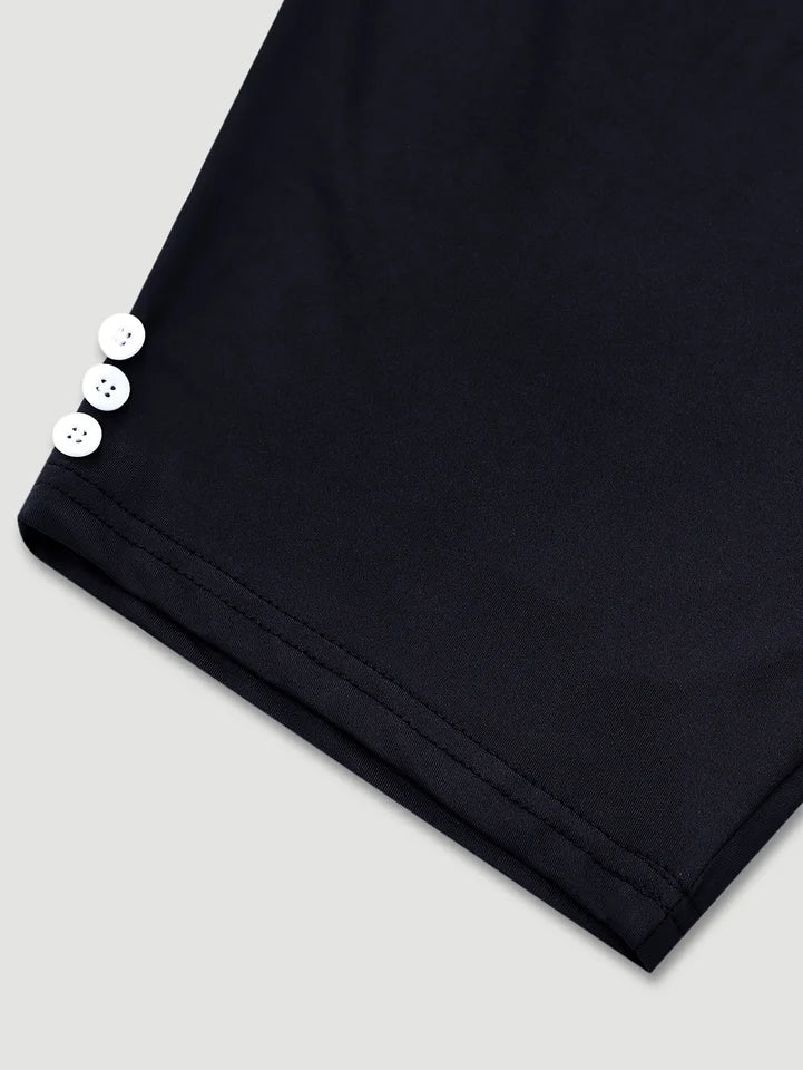 Plus-size 5-quarter pants with button embellishments and elastic waistband for fitness, capri, and running.