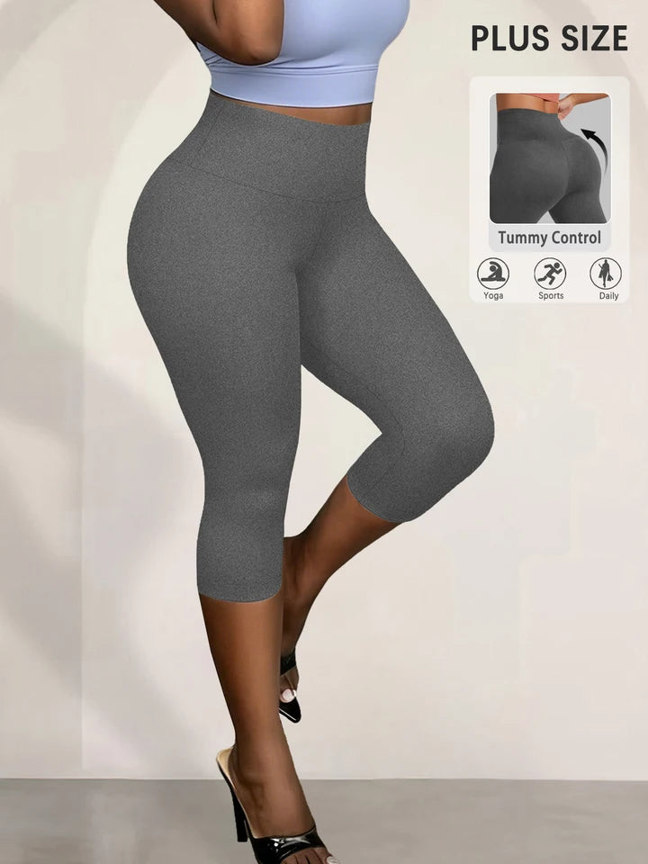 Plus Size Leggings for Women  Super soft High Waisted Tummy Control Yoga Capri Pants  No See Through Workout Running Leggings