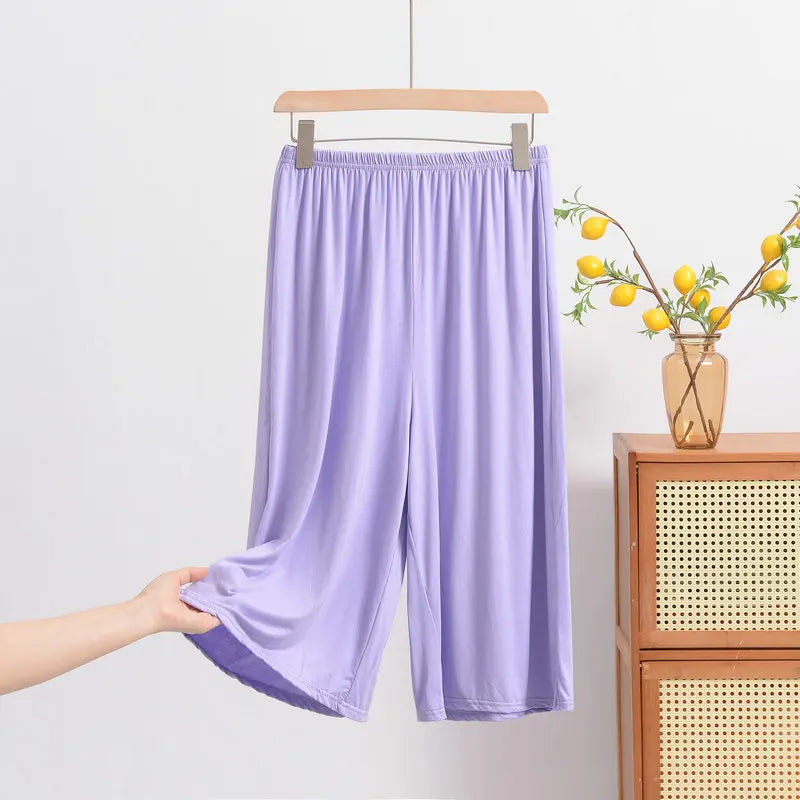 Plus size XL to 8XL Women's Modal pant calf-length summer Capri Pants wide leg pants short pants casual homewear