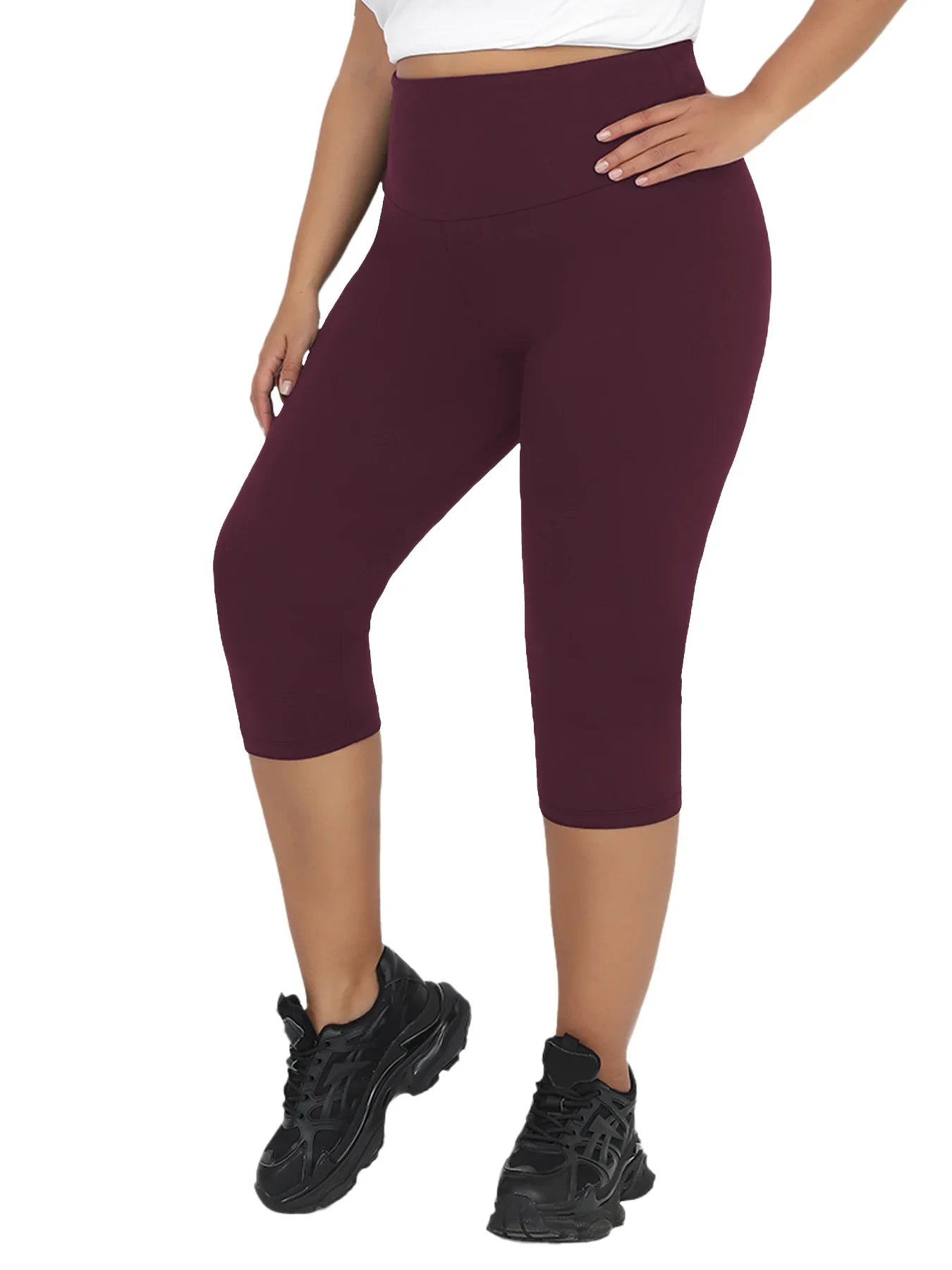 Plus Size Leggings for Women  Super soft High Waisted Tummy Control Yoga Capri Pants  No See Through Workout Running Leggings