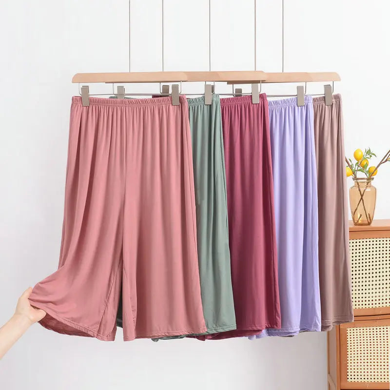 Plus size XL to 8XL Women's Modal pant calf-length summer Capri Pants wide leg pants short pants casual homewear