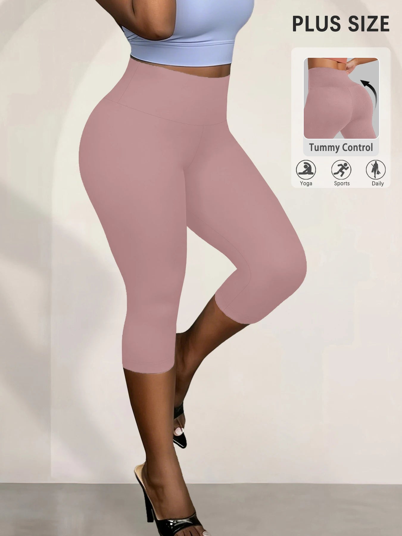 Plus Size Leggings for Women  Super soft High Waisted Tummy Control Yoga Capri Pants  No See Through Workout Running Leggings