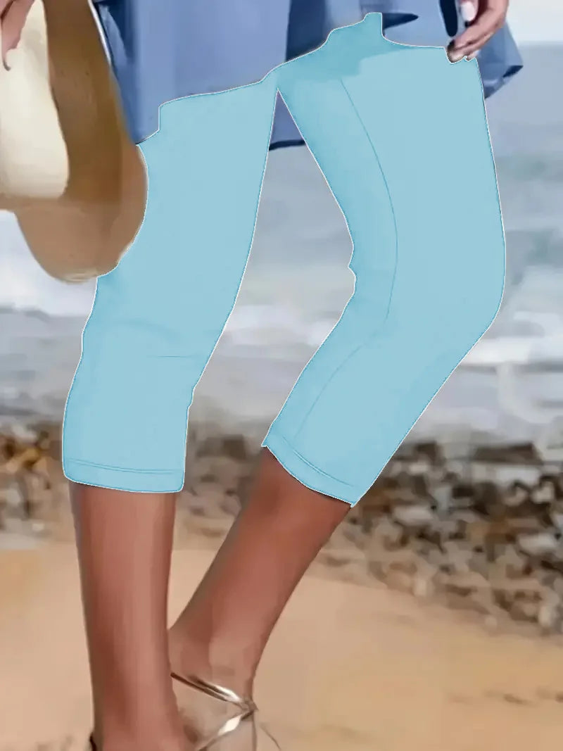 Summer New Casual Sports Yoga Capri Women's Plus Size Leggings Elastic Waist Cropped Pants Women's Casual Leggings