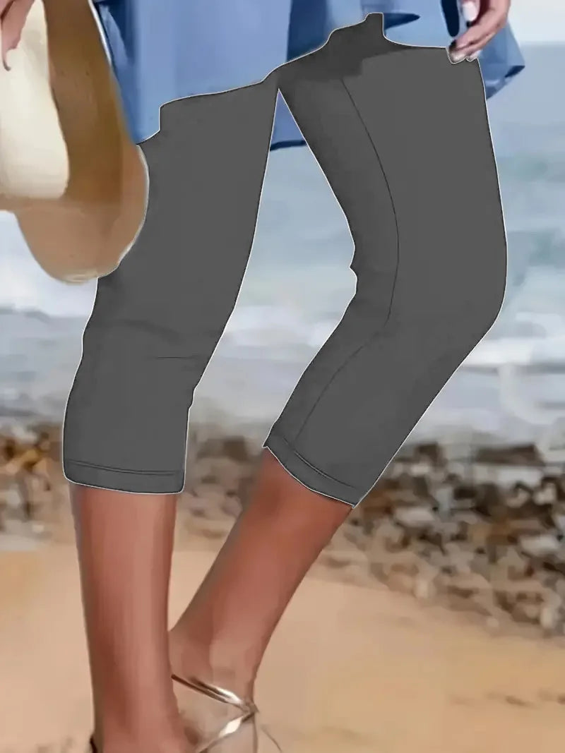 Summer New Casual Sports Yoga Capri Women's Plus Size Leggings Elastic Waist Cropped Pants Women's Casual Leggings