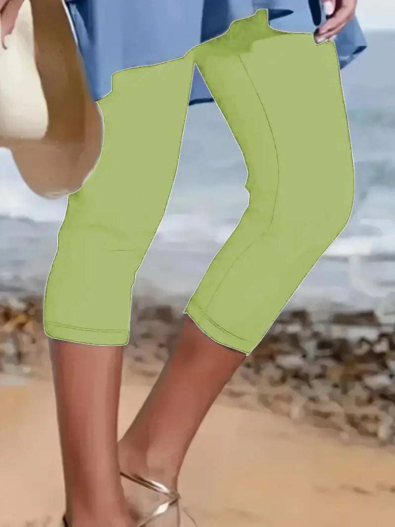 Summer New Casual Sports Yoga Capri Women's Plus Size Leggings Elastic Waist Cropped Pants Women's Casual Leggings