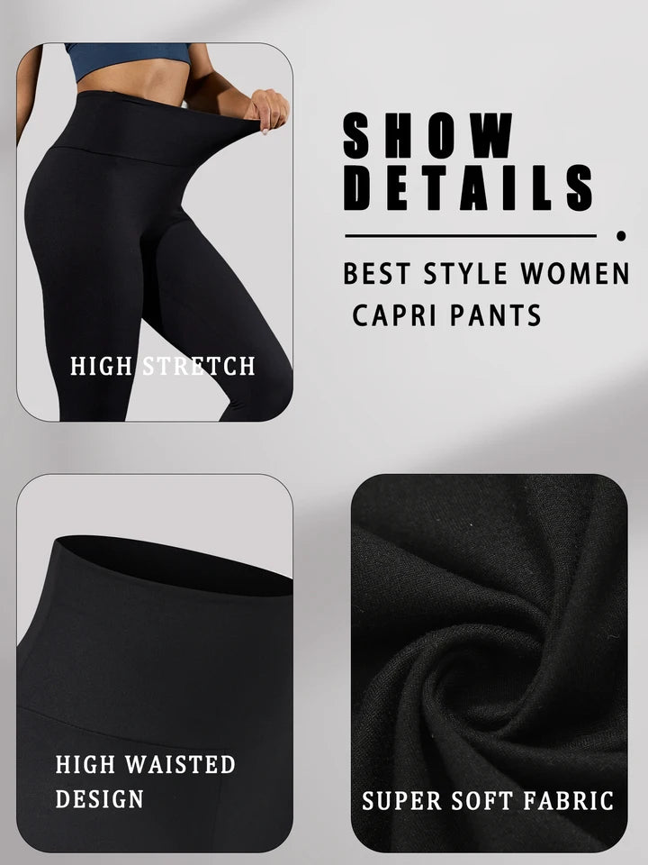 5 pack Plus Size Leggings for Women Super soft High Waisted Tummy Control Yoga Capri Pants Workout Running Leggings