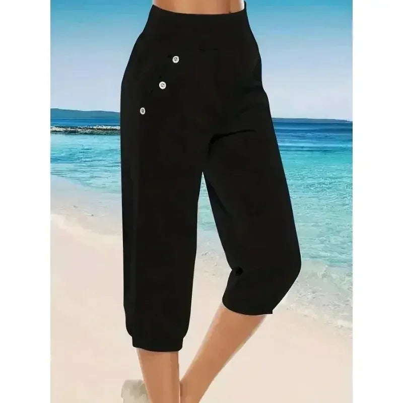 Plus Size Women's Fashion Pants Solid Color Capri Pants Haren Pants Casual Comfortable Loose High-waisted Pants Jogging Pants