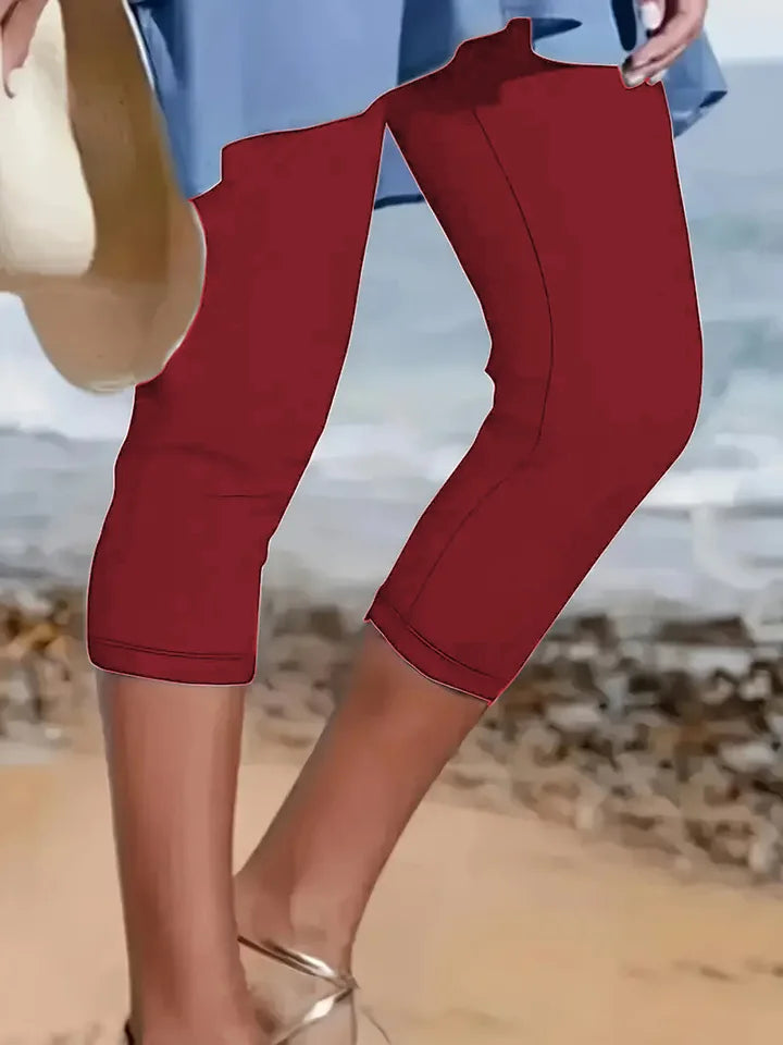 Summer New Casual Sports Yoga Capri Women's Plus Size Leggings Elastic Waist Cropped Pants Women's Casual Leggings