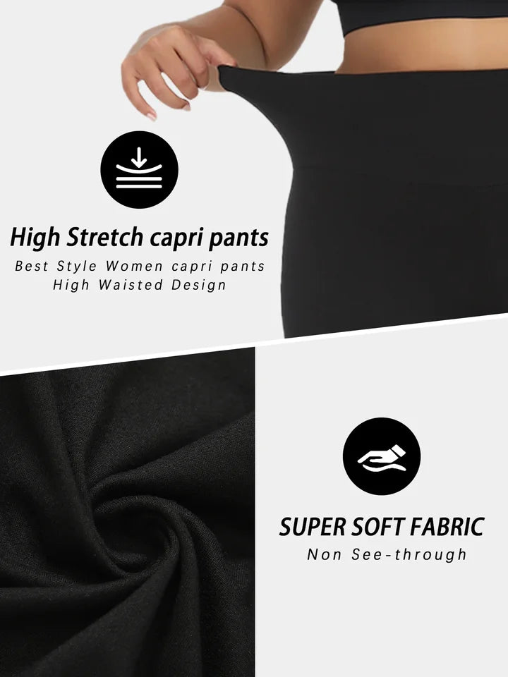 5 pack Plus Size Leggings for Women  Super soft High Waisted Tummy Control Yoga Capri Pants Workout Running Leggings