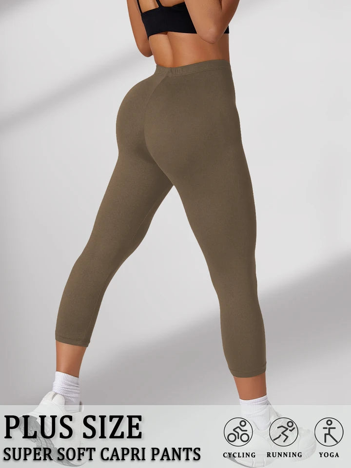 Plus Size Super Soft capri pants For Women No See Through Workout Running Yoga Athletic Leggings Running