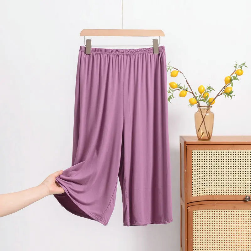 Plus size XL to 8XL Women's Modal pant calf-length summer Capri Pants wide leg pants short pants casual homewear