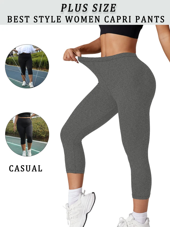Plus Size Super Soft capri pants For Women No See Through Workout Running Yoga Athletic Leggings Running