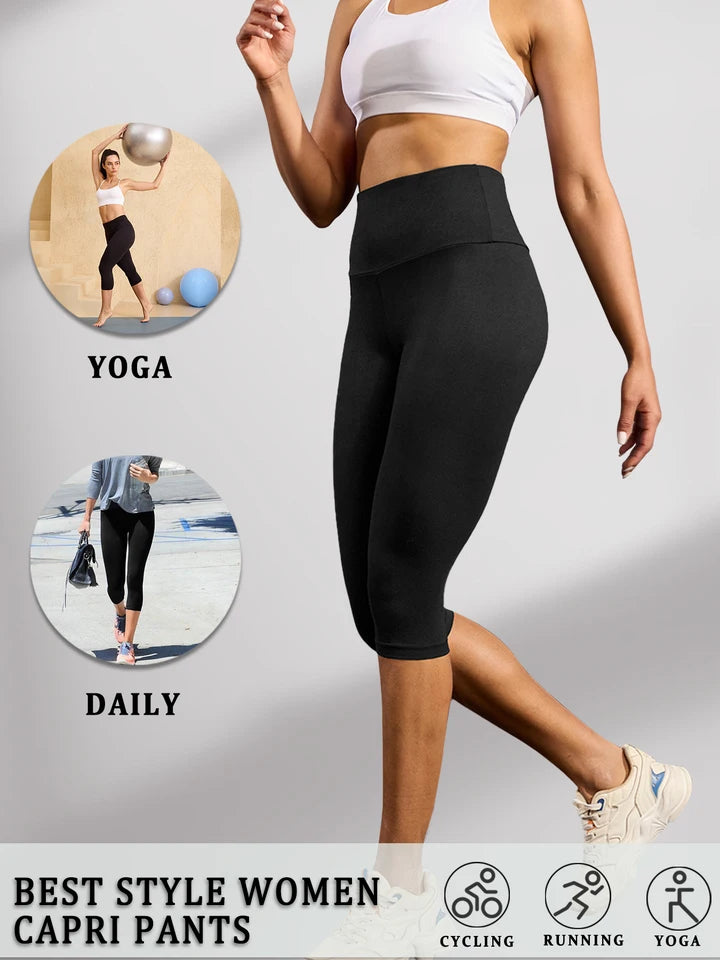 5 pack Plus Size Leggings for Women Super soft High Waisted Tummy Control Yoga Capri Pants Workout Running Leggings