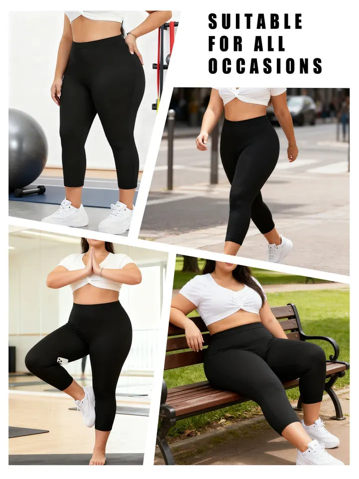 Plus Size Super Soft capri pants For Women No See Through Workout Running Yoga Athletic Leggings Running