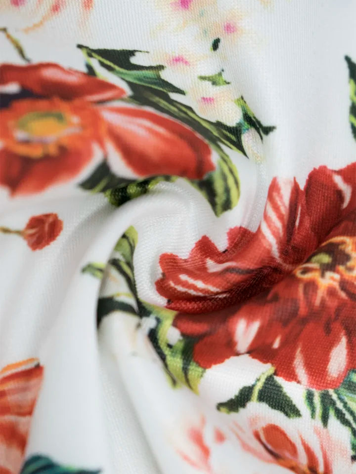 Plus Size Women's Capri Leggings Retro Floral Pattern Comfortable High-Stretch Mid-Length Knit Pants Fashionable and Casual