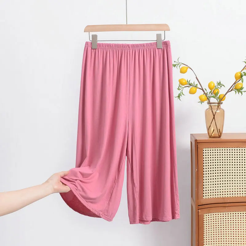 Plus size XL to 8XL Women's Modal pant calf-length summer Capri Pants wide leg pants short pants casual homewear