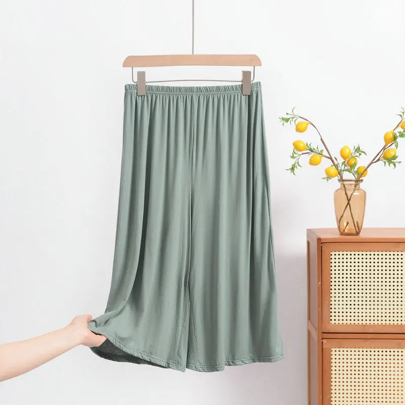 Plus size XL to 8XL Women's Modal pant calf-length summer Capri Pants wide leg pants short pants casual homewear