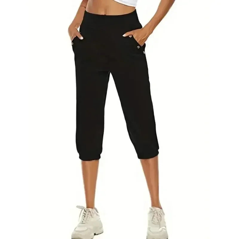 Plus Size Women's Fashion Pants Solid Color Capri Pants Haren Pants Casual Comfortable Loose High-waisted Pants Jogging Pants