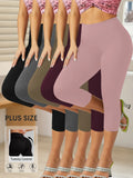 5 pack Plus Size Leggings for Women Super soft High Waisted Tummy Control Yoga Capri Pants Workout Running Leggings