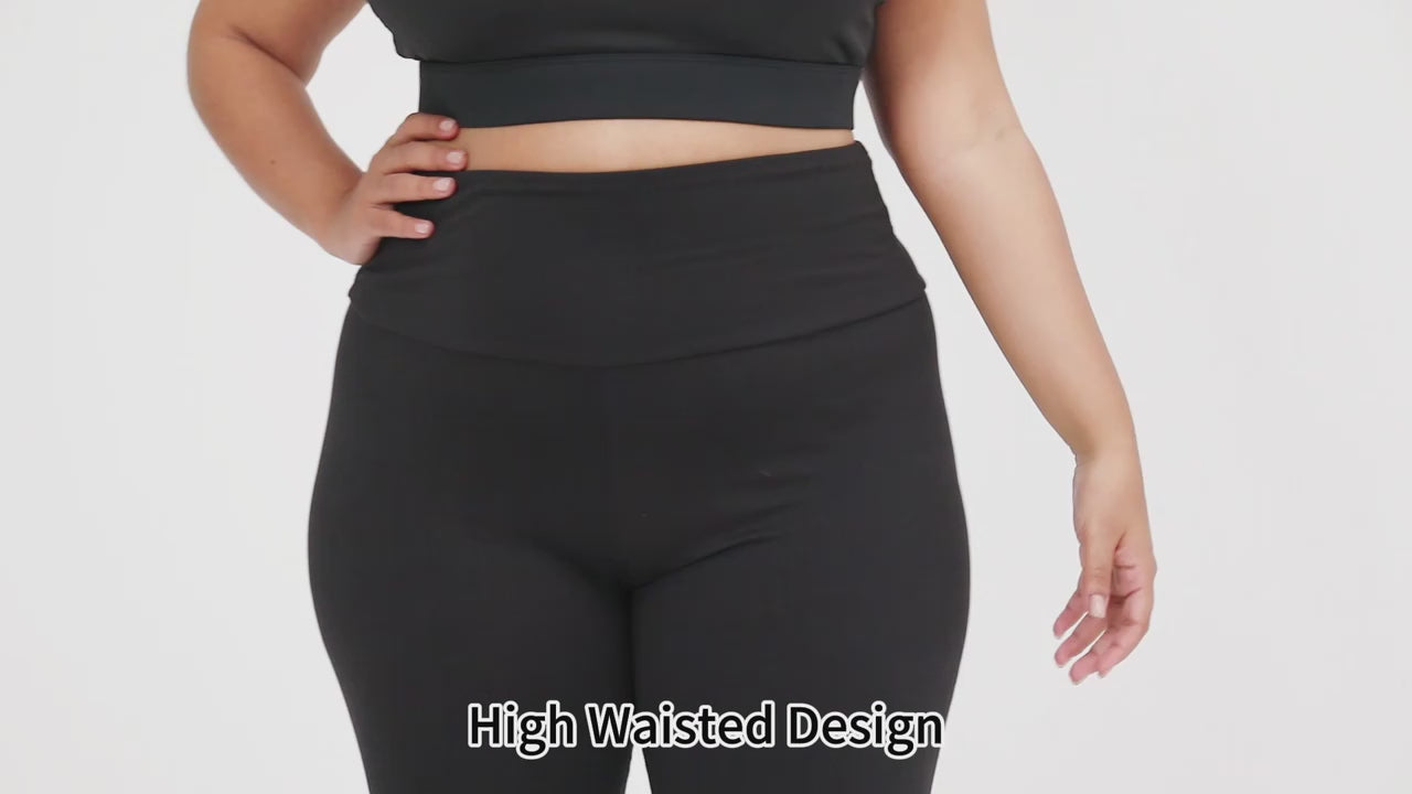 Plus Size Leggings for Women  Super soft High Waisted Tummy Control Yoga Capri Pants  No See Through Workout Running Leggings